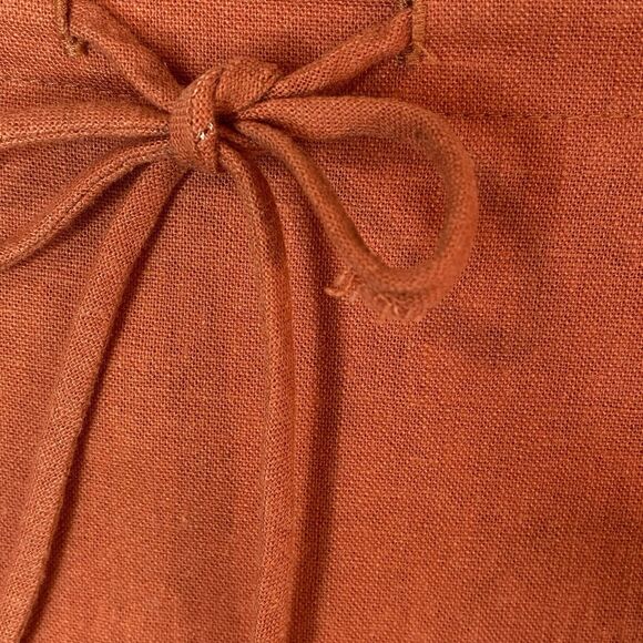 Minimalist Boho Linen Rayon Blend Maxi Skirt Women Sz 12 Orange Tiered Pull On - Picture 7 of 14